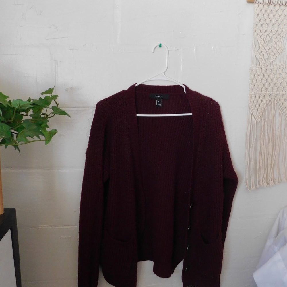 Forever 21 Maroon Cardigan